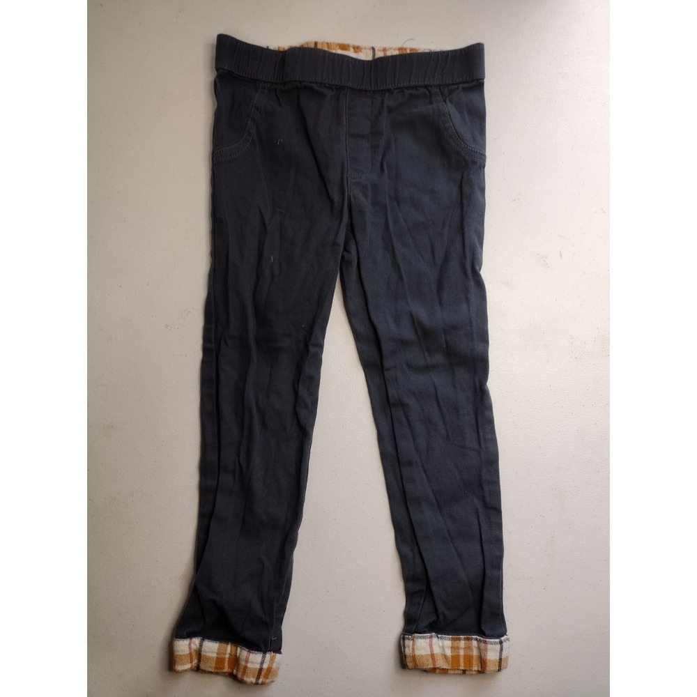 Tahari Kids Navy Blue Plaid Flannel Lined Pull On Pants Size 5 Girls